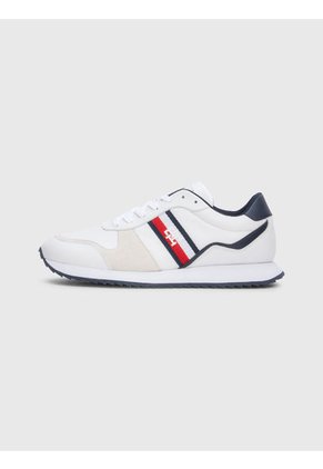 Tenis De Running En Piel Con Monograma Hombre Blanco Tommy Hilfiger