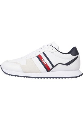 Tenis De Running En Piel Con Monograma Hombre Blanco Tommy Hilfiger