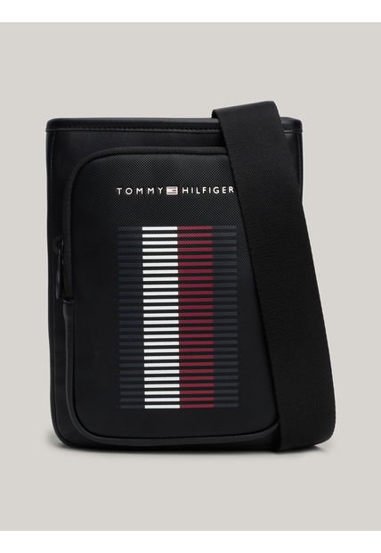 Bolso Negro Cruzado Con Acabado De Piqué Tommy Hilfiger