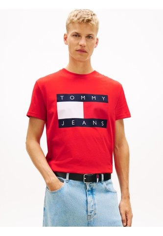 Camiseta Roja De Corte Regular Con Logo Estampado Tommy Jeans Tommy Hilfiger