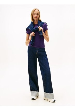 Camiseta Morado De Corte Slim Con Logo Lineal En El Pecho Tommy Jeans