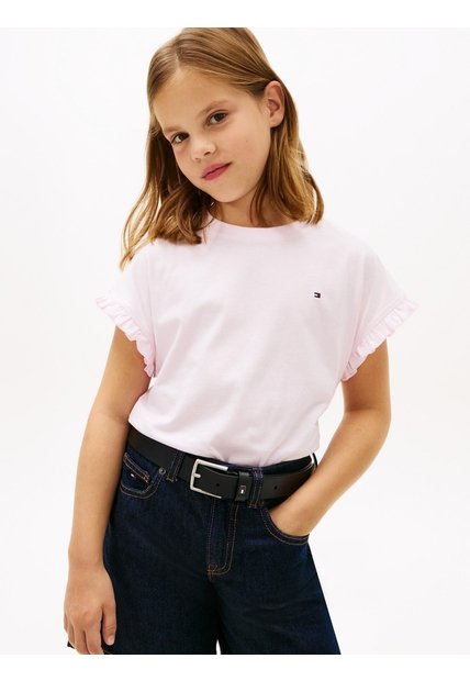 Camiseta Essential Para Niña Con Ribetes De Volantes Tommy Hilfiger