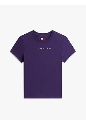 Camiseta Morado De Corte Slim Con Logo Lineal En El Pecho Tommy Jeans