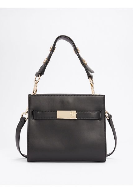 Bolso Negro Satchel Heritage Con Tachuelas Tommy Hilfiger