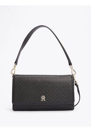 Bolso Negro De Hombro Con Monograma TH Tommy Hilfiger