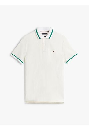 Polo Blanco De Corte Regular Con Logo Tommy Hilfiger