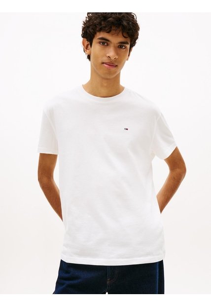 Camiseta Blanca De Corte Regular Con Logo Bordado Tommy Jeans