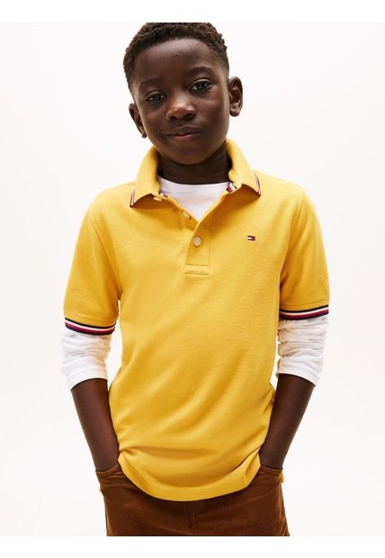 Polo Amarillo Manga Corta Con Logo Tommy Hilfiger