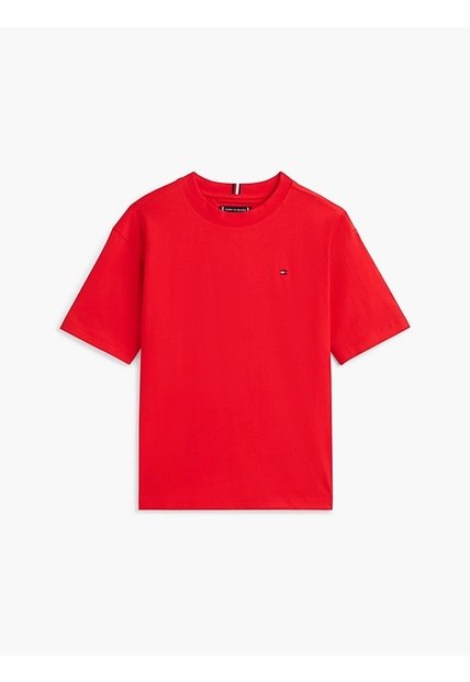 Camiseta Roja Para Niño De Punto Con Logo Bordado Tommy Hilfiger