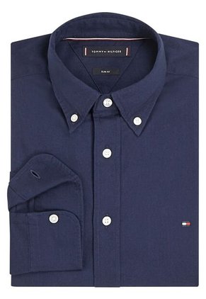 Camisa Azul TH Flex Slim De Tejido Dobby Tommy Hilfiger