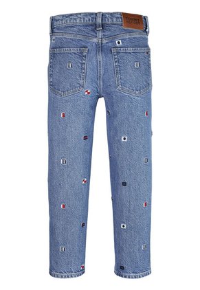 Jeans Azul Niño Cónicos Con Efecto Desteñido Y Logo Tommy Hilfiger