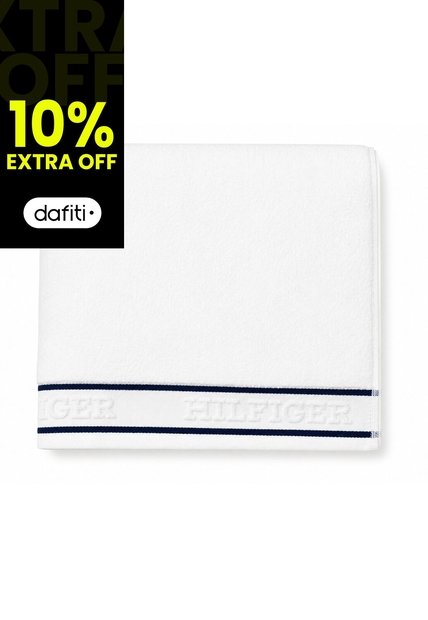Toalla Blanca De Baño Con Rayas Tommy Hilfiger