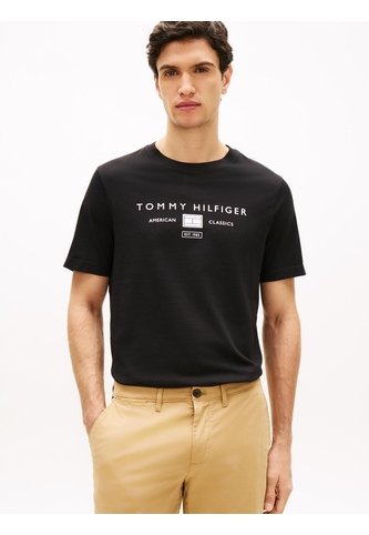 Camiseta Negra De Punto Con Logo Tommy Hilfiger Tommy Hilfiger