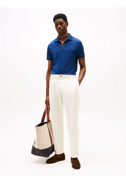Polo Azul De Corte Regular Con Cremallera Tommy Hilfiger