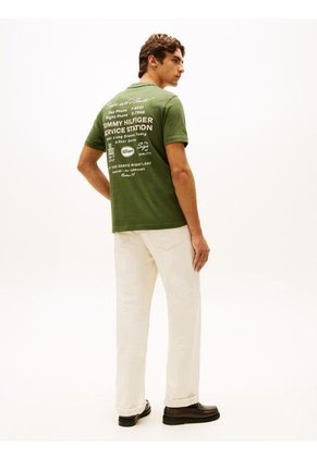 Camiseta Verde De Corte Amplio Con Gráfico Trasero Tommy Hilfiger