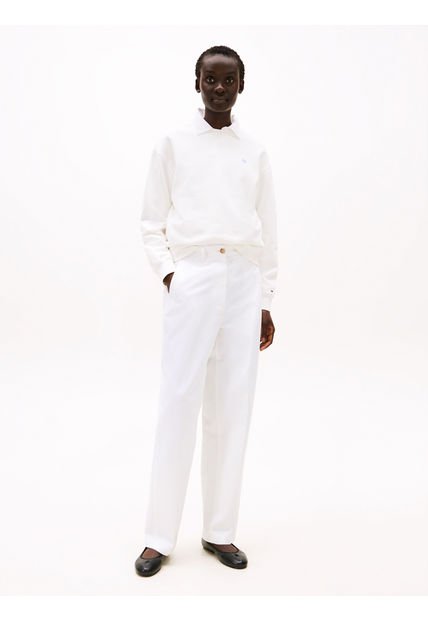 Buzo Blanco Con Logo A Contraste Bordado Tommy Hilfiger