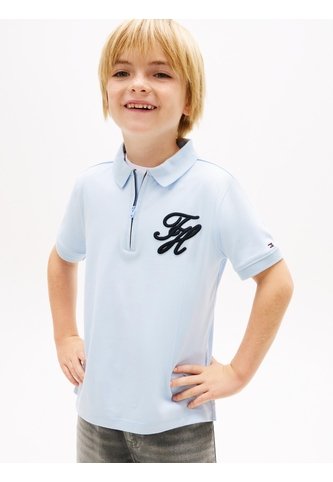 Polo Celeste Para Niño Con Cierre De Cremallera Con Logo Script Tommy Hilfiger Tommy Hilfiger