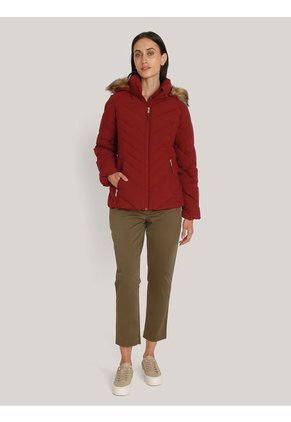 Chaqueta Roja Acolchada Con Capota Tommy Hilfiger