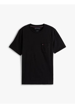 Camiseta Negra De Cuello Redondo Con Bolsillo Tommy Hilfiger