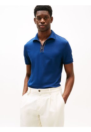 Polo Azul De Corte Regular Con Cremallera Tommy Hilfiger