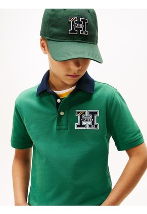 Polo Verde Para Niño Manga Corta Con Logo Gráfico Tommy Hilfiger