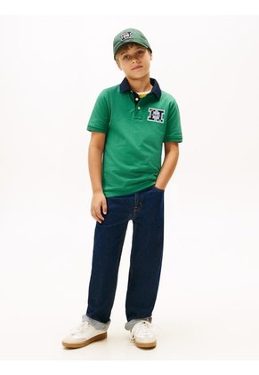 Polo Verde Para Niño Manga Corta Con Logo Gráfico Tommy Hilfiger