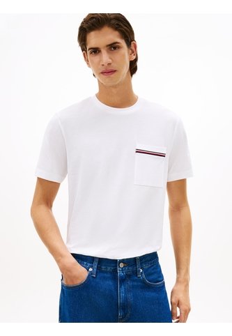 Camiseta Blanca Global Stripe Con Bolsillo Tommy Hilfiger Tommy Hilfiger