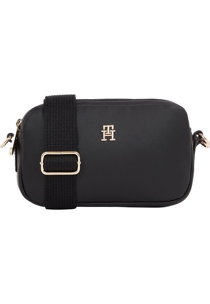 Bolso Negro Cruzado Con Insignia Del Monograma TH Tommy Hilfiger