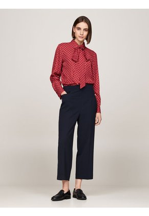 Blusa Roja De Viscosa Con Lazo En El Cuello Tommy Hilfiger