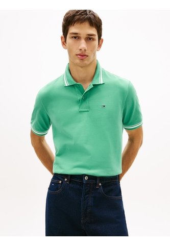 Polo Verde De Corte Regular Ribeteado Con Logo Tommy Jeans Tommy Hilfiger