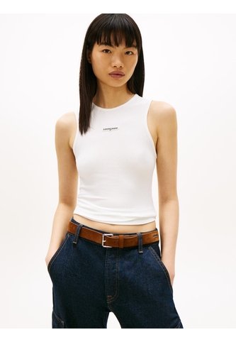 Tank Blanco De Corte Slim Con Script Label Tommy Jeans Tommy Hilfiger