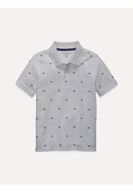 Polo Gris Larry Con Estampado De Banderas TH Tommy Hilfiger