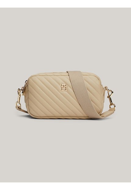Bolso Beige Cruzado Acolchado Con Monograma TH Tommy Hilfiger
