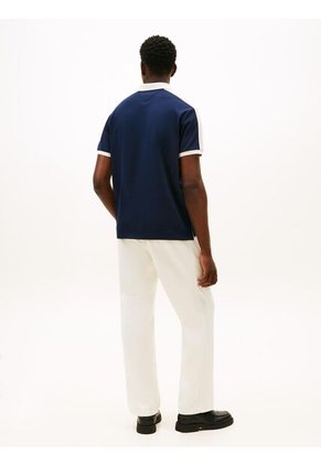 Polo Azul Mesh De Corte Regular Tommy Hilfiger