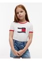 Camiseta Blanca Para Niña Ringer Con Logo Ondeante Tommy Hilfiger de Tommy Hilfiger
