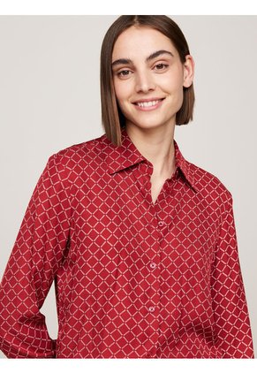 Blusa Roja De Viscosa Con Lazo En El Cuello Tommy Hilfiger
