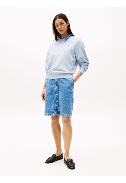 Buzo Celeste Con Logo A Contraste Bordado Tommy Hilfiger