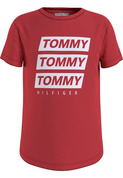 Camiseta Roja Con Logo Estampado Gráfico En El Pecho Tommy Hilfiger