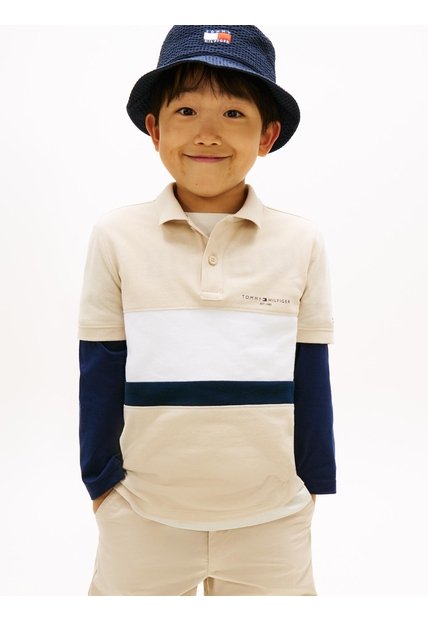 Polo Beige De Algodón Con Diseño Moderno Para Niños Tommy Hilfiger