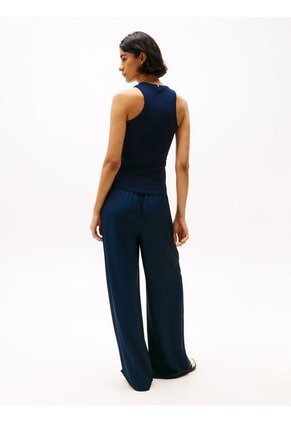 Camiseta Azul Acanalada Sin Mangas De Corte Slim Tommy Hilfiger