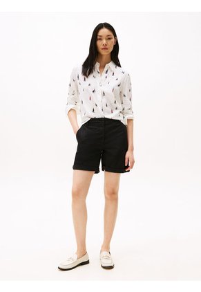 Bermudas Negro Chino Mom Con Vuelta Tommy Hilfiger