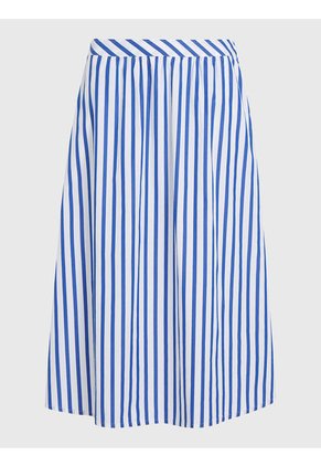 Falda Midi De Popelín Con Diseño De Rayas Mujer Azul Tommy Hilfiger