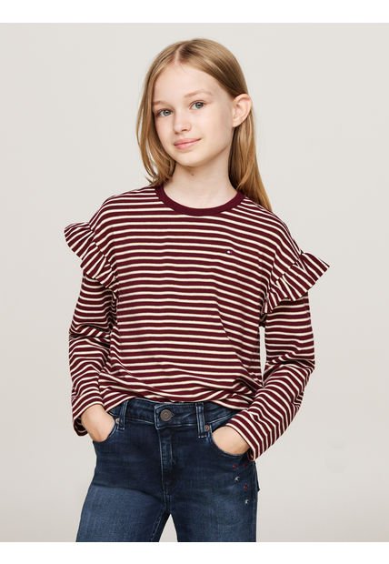 Camiseta Niña Vino De Rayas Con Efecto Lúrex Tommy Hilfiger