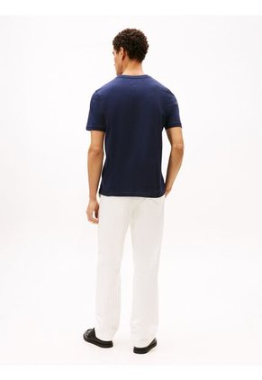 Camiseta Azul Marino De Cuello Redondo Con Logo Bordado Tommy Hilfiger