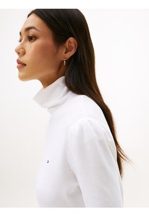 Camiseta Blanca De Cuello Alto Con Diseño De Rayas Tommy Hilfiger