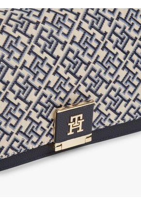 Bolso Azul Cruzado Con Monogramas TH En Jacquard Tommy Hilfiger