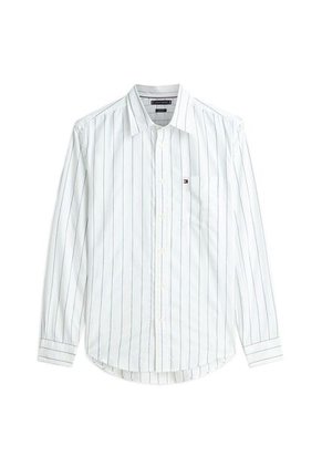 Camisa Blanca A Rayas De Corte Amplio Tommy Hilfiger