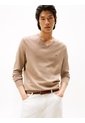 Saco Beige Con Cuello En V Y Logo Bordado Tommy Hilfiger de Tommy Hilfiger