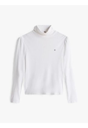 Camiseta Blanca De Cuello Alto Con Diseño De Rayas Tommy Hilfiger