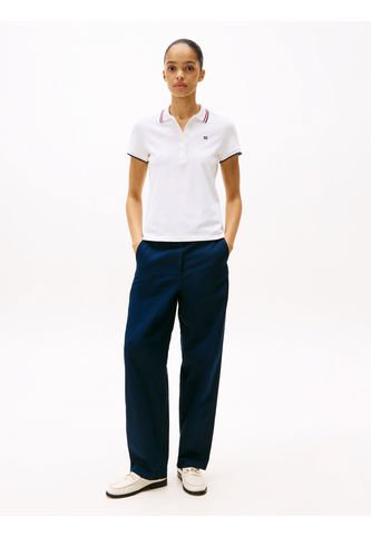 Polo Blanco De Corte Slim Con Logo A Contraste Tommy Hilfiger Tommy Hilfiger